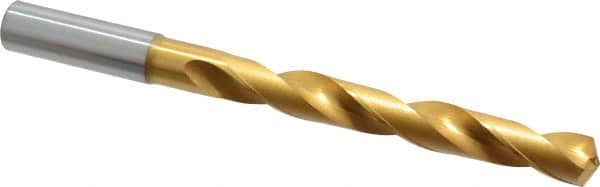 OSG - 37/64" 130° Cobalt Jobber Drill - TiN Finish, Right Hand Cut, Spiral Flute, Straight Shank, 7-3/16" OAL, Standard Point - Benchmark Tooling