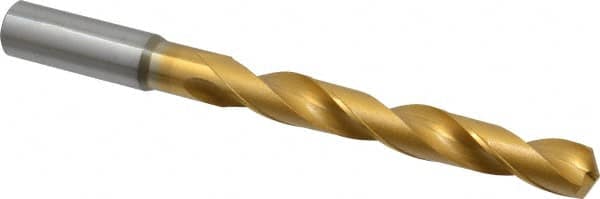 OSG - 21/32" 130° Cobalt Jobber Drill - TiN Finish, Right Hand Cut, Spiral Flute, Straight Shank, 7-27/32" OAL, Standard Point - Benchmark Tooling