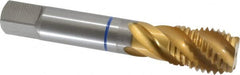 Guhring - 7/8-9 UNC 4 Flute 2B Modified Bottoming Spiral Flute Tap - Powdered Metal, TiN Finish, 4-11/16" OAL, Right Hand Flute, Right Hand Thread, Series 3910 - Benchmark Tooling