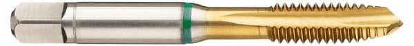 Guhring - M18x2.50 Metric Coarse, 4 Flute, TiN Finish, Cobalt Spiral Point Tap - Plug Chamfer, Right Hand Thread, 4-1/32" OAL, 1-13/16" Thread Length, 0.542" Shank Diam, 6H Class of Fit, Series 3915 - Exact Industrial Supply