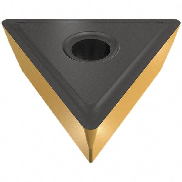 Iscar - TPMR221 PF Grade IC9250 Carbide Turning Insert - TiCN/Al2O3/TiN Finish, 60° Triangle, 1/4" Inscr Circle, 1/8" Thick, 1/64" Corner Radius - Benchmark Tooling