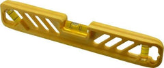 Empire Level - Magnetic 9" Long 3 Vial Torpedo Level - Polycast, Yellow, 1 45°, 1 Level & 1 Plumb Vials - Benchmark Tooling