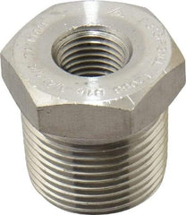 Merit Brass - 3/4 x 1/4" Grade 316/316L Stainless Steel Pipe Hex Bushing - MNPT x FNPT End Connections, 3,000 psi - Benchmark Tooling