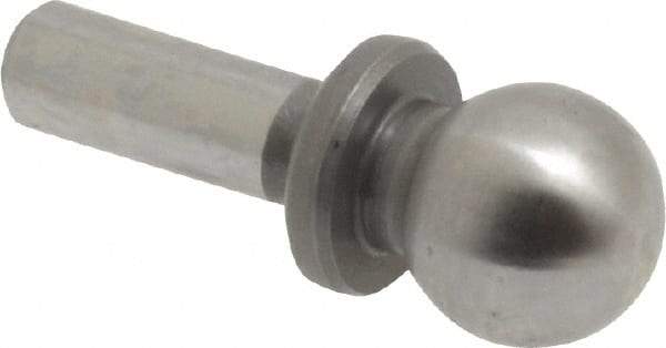 Gibraltar - 1/4" Ball Diam, 1/8" Shank Diam, Steel Inspection Tooling Ball - Press-Fit Shank, 9/16" Ball Center to Shank Bottom, 0.2" Ball Center to Shoulder Bottom, with Shoulder - Benchmark Tooling