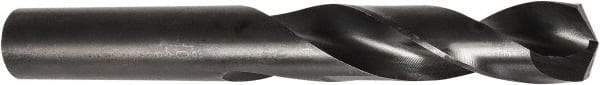 DORMER - 3.25mm 135° Spiral Flute High Speed Steel Screw Machine Drill Bit - Oxide Finish, Right Hand Cut, 18mm Flute Length, 49mm OAL, Split Point, Straight Shank - Benchmark Tooling