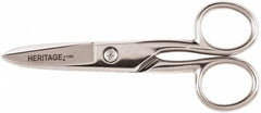 Heritage Cutlery - 1-7/8" LOC, 5-1/4" OAL Carbon Nickel Plated Standard Scissors/Shears - Right Hand, Steel Straight Handle, For Electrical - Benchmark Tooling