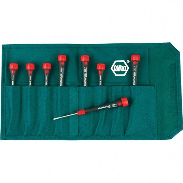 Wiha - 8 Piece Slotted & Phillips Screwdriver Set - Comes in Canvas Pouch - Benchmark Tooling