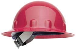 Fibre-Metal - ANSI Type I, Class E Rated, 8-Point, Ratchet Adjustment Hard Hat - Size 6-1/2 to 8, Red, Full Brim - Benchmark Tooling