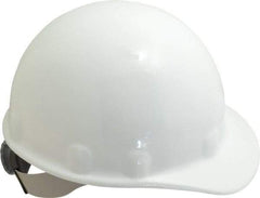 Fibre-Metal - ANSI Type I, Class E Rated, 8-Point, Ratchet Adjustment Hard Hat - Size 6-1/2 to 8, White, Standard Brim - Benchmark Tooling