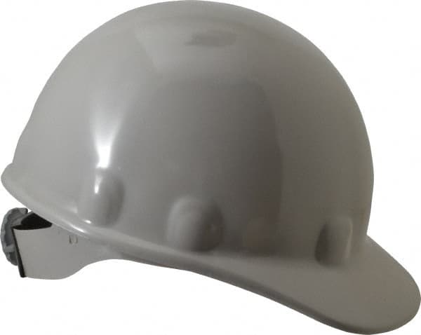 Fibre-Metal - ANSI Type I, Class E Rated, 8-Point, Ratchet Adjustment Hard Hat - Size 6-1/2 to 8, Gray, Standard Brim - Benchmark Tooling