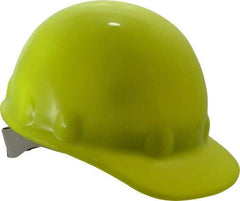 Fibre-Metal - ANSI Type I, Class E Rated, 8-Point, Ratchet Adjustment Hard Hat - One Size Fits Most, Hi-Viz Yellow, Standard Brim - Benchmark Tooling