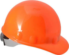 Fibre-Metal - ANSI Type I, Class E Rated, 8-Point, Ratchet Adjustment Hard Hat - One Size Fits Most, Hi-Viz Orange, Standard Brim - Benchmark Tooling