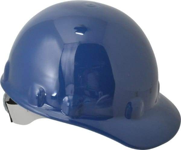Fibre-Metal - ANSI Type I, Class E Rated, 8-Point, Ratchet Adjustment Hard Hat - Size 6-1/2 to 8, Dark Blue, Standard Brim - Benchmark Tooling