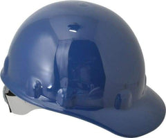 Fibre-Metal - ANSI Type I, Class E Rated, 8-Point, Ratchet Adjustment Hard Hat - Size 6-1/2 to 8, Dark Blue, Standard Brim - Benchmark Tooling