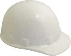 Fibre-Metal - ANSI Type I, Class E Rated, 8-Point, Ratchet Adjustment Hard Hat - Size 6-1/2 to 8, White, Standard Brim - Benchmark Tooling