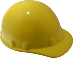 Fibre-Metal - ANSI Type I, Class E Rated, 8-Point, Ratchet Adjustment Hard Hat - Size 6-1/2 to 8, Yellow, Standard Brim - Benchmark Tooling