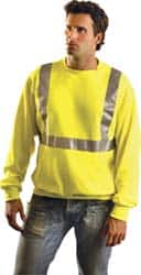 OccuNomix - Size 2XL, Yellow, High Visibility, Long Sleeve SweatPocket, - 46 to 49" Chest, Cotton/Poly Blend - Benchmark Tooling