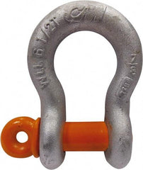 CM - 1" Nominal Chain Size, 8.5 Ton Carbon Steel Screw Anchor Shackle - 1-15/64" Diam, 1-1/4" Pin Diam, 1-11/16" Wide Inside Jaw, 2-9/32" Inside Width - Benchmark Tooling