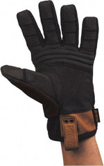 Irwin - Size XL Foam Padding/Terry Cloth (Thumb) Abrasion Protection & Cut & Puncture Resistant Work Gloves - For Work & Driver, Uncoated, Slip-On Cuff, Full Fingered, Brown/Black, Paired - Benchmark Tooling