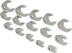 Proto - 15 Piece 3/8" Drive Open End Crowfoot Wrench Set - 3/8 to 1-1/4", with Clip Rail - Benchmark Tooling