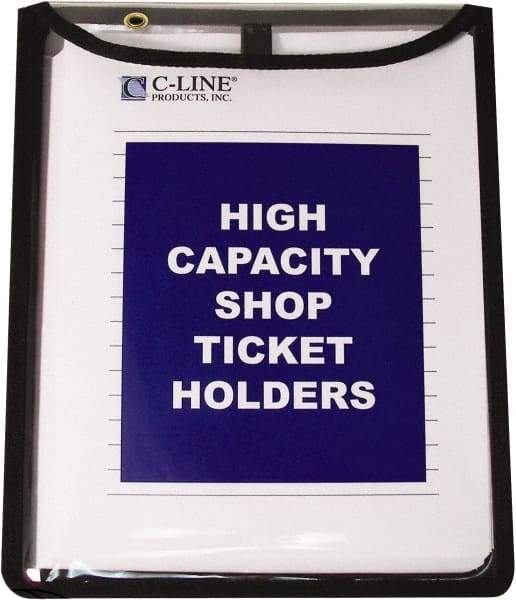 C-LINE - 15 Piece Clear High Capacity with Gussett Stitched Shop Ticket Holder - 12" High x 9" Wide - Benchmark Tooling