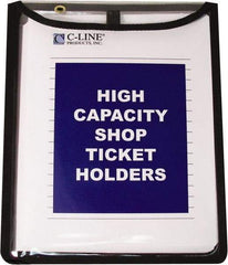 C-LINE - 15 Piece Clear High Capacity with Gussett Stitched Shop Ticket Holder - 12" High x 9" Wide - Benchmark Tooling