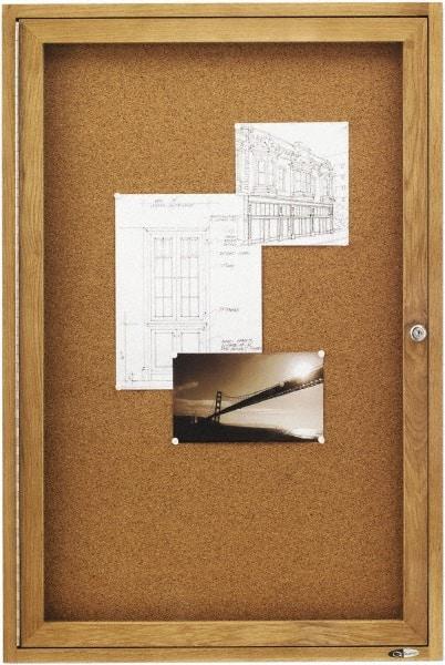 Quartet - 24" Wide x 36" High Enclosed Cork Bulletin Board - Natural (Color) - Benchmark Tooling