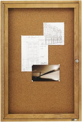 Quartet - 24" Wide x 36" High Enclosed Cork Bulletin Board - Natural (Color) - Benchmark Tooling
