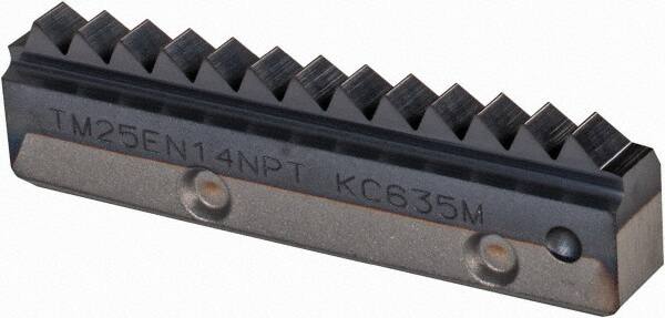 Kennametal - 14 TPI, Internal/External Thread, NPT Standard, TM25 KC635M Grade Thread Mill Insert - Carbide, TiAlN Coating - Benchmark Tooling