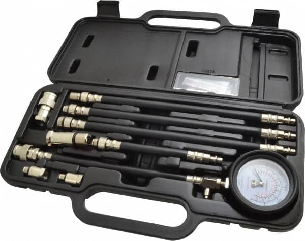 Lincoln - 11 Piece Dial Engine Compression Test Kit - 300 Max Pressure, PSI Scale - Benchmark Tooling