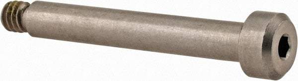 Made in USA - 3/16" Shoulder Diam x 1-1/4" Shoulder Length, #8-32 UNC, Hex Socket Precision Shoulder Screw - 303, 18-8 Stainless Steel with Nylon Locking Patch, Uncoated, 5/32" Head Height x 5/16" Head Diam - Benchmark Tooling