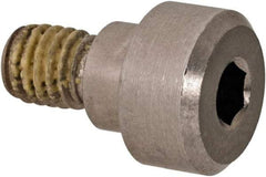 Made in USA - 1/4" Shoulder Diam x 1/8" Shoulder Length, #10-32 UNF, Hex Socket Precision Shoulder Screw - 303, 18-8 Stainless Steel with Nylon Locking Patch, Uncoated, 3/16" Head Height x 3/8" Head Diam - Benchmark Tooling