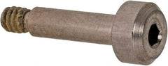 Made in USA - 1/8" Shoulder Diam x 7/16" Shoulder Length, #4-40 UNC, Hex Socket Precision Shoulder Screw - 303, 18-8 Stainless Steel with Nylon Locking Patch, Uncoated, 1/8" Head Height x 1/4" Head Diam - Benchmark Tooling
