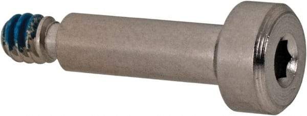 Made in USA - 5/32" Shoulder Diam x 1/2" Shoulder Length, #6-32 UNC, Hex Socket Precision Shoulder Screw - 303, 18-8 Stainless Steel with Nylon Locking Patch, Uncoated, 1/8" Head Height x 9/32" Head Diam - Benchmark Tooling