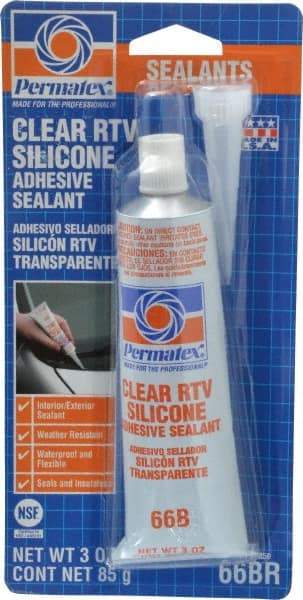 Permatex - 3 oz Tube Clear RTV Silicone Joint Sealant - -75 to 400°F Operating Temp, 24 hr Full Cure Time - Benchmark Tooling