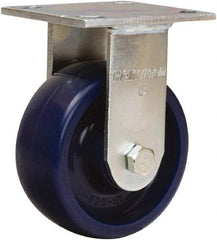 Hamilton - 5" Diam x 2" Wide x 7" OAH Top Plate Mount Rigid Caster - Polyurethane, Sealed Precision Ball Bearing, 4 x 4-1/2" Plate - Benchmark Tooling