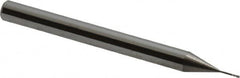 Accupro - 0.015", 0.045" LOC, 1/8" Shank Diam, 1-1/2" OAL, 4 Flute, Solid Carbide Square End Mill - Single End, Uncoated, Spiral Flute, 30° Helix, Centercutting - Benchmark Tooling