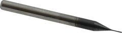 Accupro - 0.01" Diam, 0.03" LOC, 4 Flute Solid Carbide Ball End Mill - AlTiN Finish, Single End, 2-1/2" OAL, 1/8" Shank Diam, Spiral Flute - Benchmark Tooling