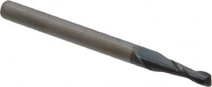 Accupro - 0.09", 2 Flute, Single End, Solid Carbide, 0.015" Corner Radius End Mill - 1-1/2" OAL, 30° Helix, Right Hand Flute, 0.27" LOC, Right Hand Cut - Benchmark Tooling