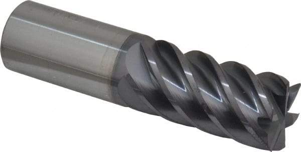 Accupro - 1", 2" LOC, 1" Shank Diam, 4" OAL, 6 Flute, Solid Carbide Square End Mill - Single End, AlTiN Finish, Spiral Flute, 45° Helix, Centercutting, Right Hand Cut, Right Hand Flute - Benchmark Tooling