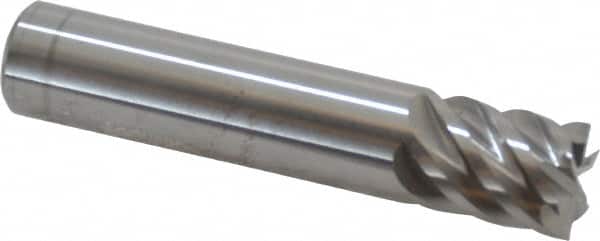 Accupro - 1/2", 5/8" LOC, 1/2" Shank Diam, 2-1/2" OAL, 6 Flute, Solid Carbide Square End Mill - Single End, Uncoated, Spiral Flute, 45° Helix, Centercutting, Right Hand Cut, Right Hand Flute - Benchmark Tooling