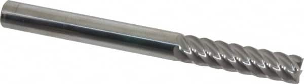 Accupro - 3/8", 1-1/2" LOC, 3/8" Shank Diam, 4" OAL, 6 Flute, Solid Carbide Square End Mill - Single End, Uncoated, Spiral Flute, 45° Helix, Centercutting, Right Hand Cut, Right Hand Flute - Benchmark Tooling