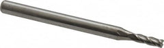 Accupro - 0.085", 4 Flute, Single End, Solid Carbide, 0.015" Corner Radius End Mill - 1-1/2" OAL, 30° Helix, Right Hand Flute, 0.255" LOC, Right Hand Cut - Benchmark Tooling