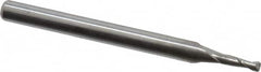 Accupro - 3/64", 2 Flute, Single End, Solid Carbide, 0.015" Corner Radius End Mill - 1-1/2" OAL, 30° Helix, Right Hand Flute, 0.071" LOC, Right Hand Cut - Benchmark Tooling