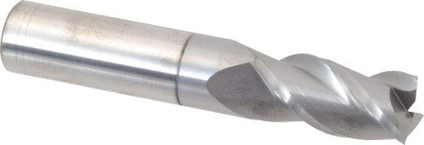 Accupro - 5/8", 1-1/4" LOC, 5/8" Shank Diam, 3-1/2" OAL, 3 Flute, Solid Carbide Square End Mill - Single End, nACRo Finish, Spiral Flute, 40° Helix, Centercutting, Right Hand Cut, Right Hand Flute - Benchmark Tooling