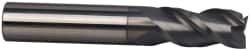 Accupro - 7/16", 3" LOC, 7/16" Shank Diam, 6" OAL, 3 Flute, Solid Carbide Square End Mill - Single End, nACRo Finish, Spiral Flute, 40° Helix, Centercutting, Right Hand Cut, Right Hand Flute - Benchmark Tooling