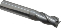 Accupro - 1/2", 1" LOC, 1/2" Shank Diam, 3" OAL, 3 Flute, Solid Carbide Square End Mill - Single End, nACRo Finish, Spiral Flute, 40° Helix, Centercutting, Right Hand Cut, Right Hand Flute - Benchmark Tooling