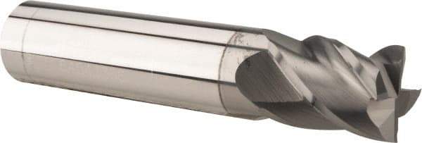 Accupro - 7/16", 3" LOC, 7/16" Shank Diam, 6" OAL, 4 Flute, Solid Carbide Square End Mill - Single End, nACRo Finish, Spiral Flute, 40° Helix, Centercutting, Right Hand Cut, Right Hand Flute - Benchmark Tooling