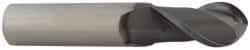 Accupro - 23/64" Diam, 7/8" LOC, 2 Flute Solid Carbide Ball End Mill - nACRo Finish, Single End, 2-1/2" OAL, 3/8" Shank Diam, Spiral Flute - Benchmark Tooling