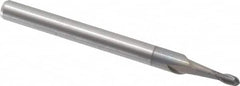 Accupro - 1/16" Diam, 3/16" LOC, 2 Flute Solid Carbide Ball End Mill - nACRo Finish, Single End, 1-1/2" OAL, 1/8" Shank Diam, Spiral Flute - Benchmark Tooling